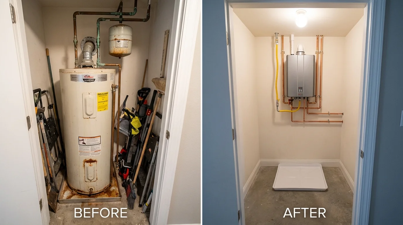 Tank water heater versus wall-mounted tankless unit comparison for Dickson, TN homeowners